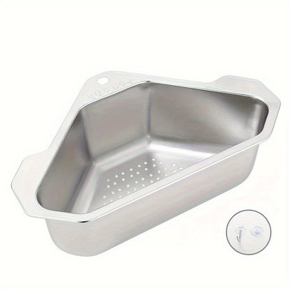 Kitchen Drain Strainer Basket 304 Stainless Steel Triangular Corner Sink Filter, for Home Plumbing Maintenance and Repair