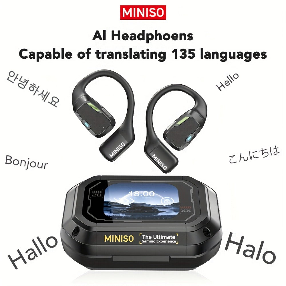 AI Translation Wireless Earbuds Real-Time 135 Languages Open-Ear Design Full-Color Touch Screen for an Everyday Personal Care Routine