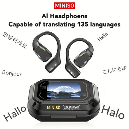 AI Translation Wireless Earbuds Real-Time 135 Languages Open-Ear Design Full-Color Touch Screen for an Everyday Personal Care Routine