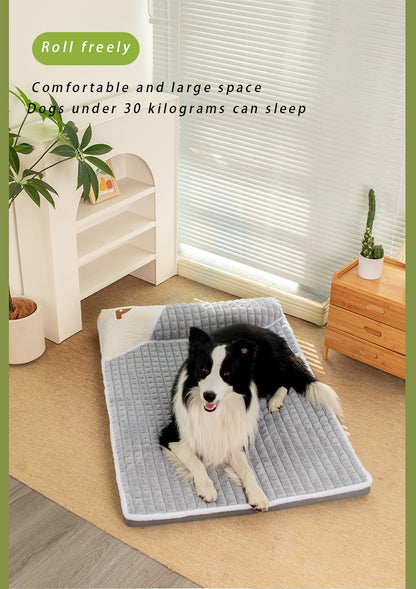 Thickened Dog Bed & Cat Bed Mat with Pillow – Anti-Slip, Machine Washable, Detachable Crate Mat for All Dogs & Cats, L & XL