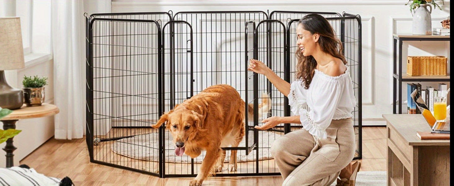 Dog Playpen Heavy Duty Foldable – 8 & 16 Panel Pet Exercise Pen for Large Medium Small Dogs, Portable Indoor Outdoor Puppy Pen for Yard