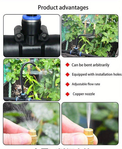 Garden Sprinkler Kit Rotating Copper Nozzle Automatic Irrigation System for Lawn Balcony Misting