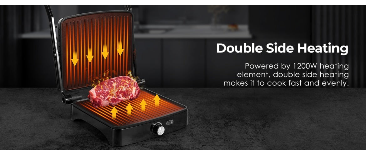 Panini Press Grill Indoor Sandwich Maker 4 Slice, Non-Stick 1200W Electric Grill with Temperature Control