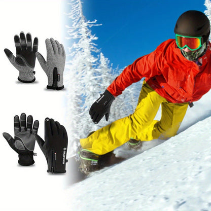 Two-Pair Full-Finger Winter Gloves in Black or Gray with Complete S, M, L, XL and XXL Size Grid
