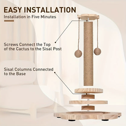 Cat Scratching Post Sisal Vertical Scratcher – Solid Wood Base, Wear-Resistant Rope, Multiple Styles: Standard, Mushroom & Dolphin Shapes