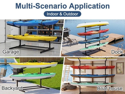 Kayak Storage Rack, Adjustable Stand for SUP, Canoe & Paddle Board, Wall, Dock & Freestanding, 400 lbs Capacity