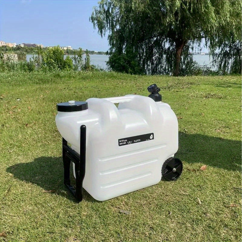 Portable Water Bucket with Wheels and Pull Rod 7.4 Gal 28L Large Capacity PE Square Water Container Collapsible Rolling Water Jug