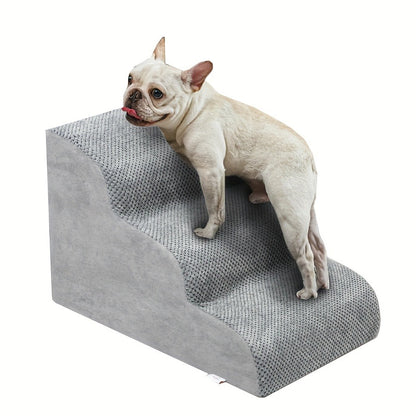 Dog Stairs for High Beds & Sofa – Extra Wide Foam Pet Steps with Non-Slip Bottom, Soft Cushioned Dog Ramp for Couch, Ideal for Small Dogs