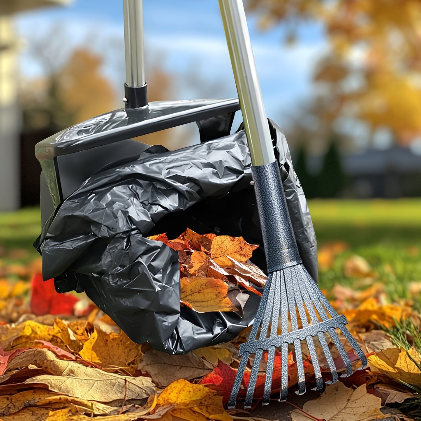 Dog Pooper Scooper with Long Handle & Swivel Bin – Heavy Duty Rake Spade Set, 40 Waste Bags Included, Pet Waste Removal for Yard Grass
