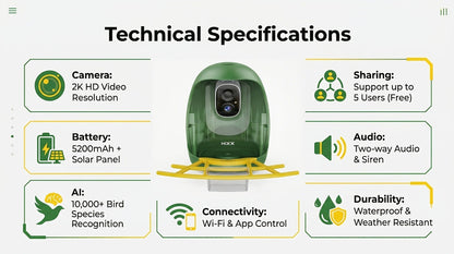 Smart Bird Feeder with Camera AI Bird Identification, 2K HD Live View, Auto Capture & Color Night Vision