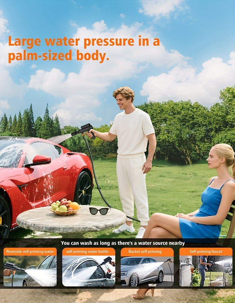 Portable Pressure Washer Cordless 980PSI, 3x 4000mAh Batteries, 5-in-1 Nozzle, Foam Cannon, 33FT Hose