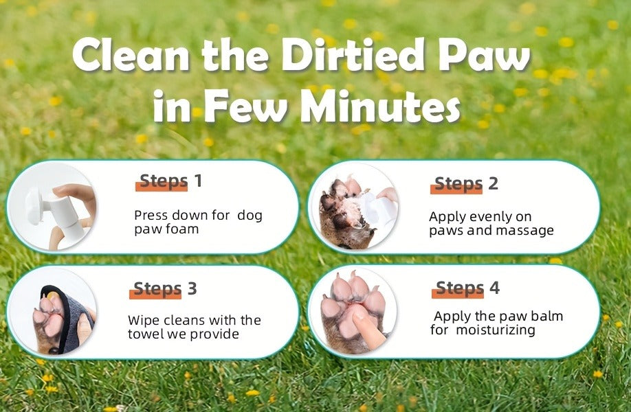 Dog Paw Cleaner No-Rinse with Soft Brush – pH Balanced Paw Wash for Dogs & Cats, 5oz Gentle Grooming Cleanser in Lavender Chamomile