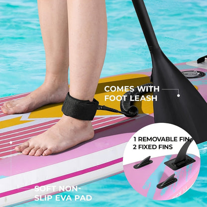 Inflatable Stand-Up Paddle Board in 10, 11 or 12-Foot Lengths with Five Colors and Three-Fin Layout