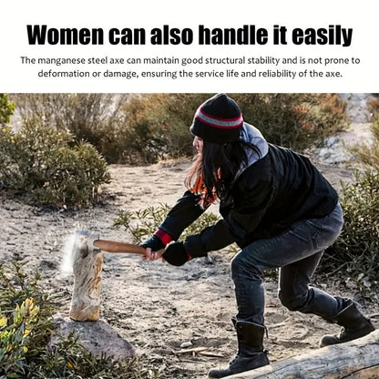 Splitting Axe Forged Carbon Steel 15.6-Inch with Handcrafted Wooden Grip, Professional Backyard Hatchet for Wood Chopping
