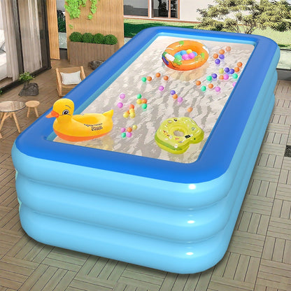 Inflatable Pool XL Extra Large Backyard Swimming Pool 3-Chamber Thick PVC Family Pool for Adults Kids Summer Outdoor Fun Multiple Sizes