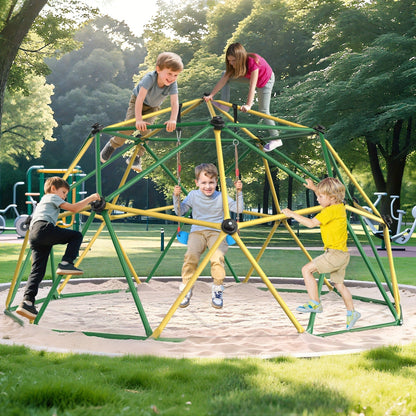 10FT Kids Climbing Dome with Hammock Swing Disc Swing Backyard Jungle Gym Steel Frame Outdoor Play Equipment 1000 LBS Capacity Gift for Boys