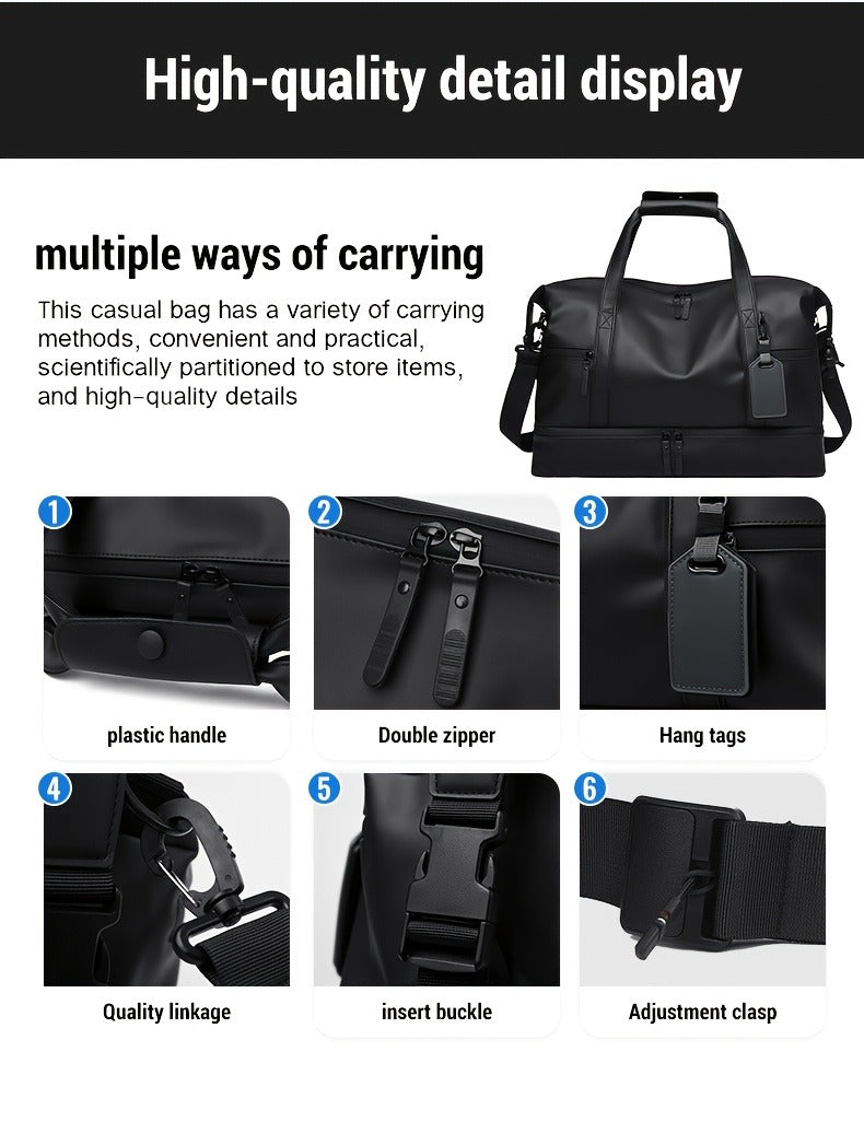 Gym Duffel Bag with Wet Pocket & Shoe Compartment – Foldable PU Leather Sports Travel Bag for Workouts, Weekend Trips & Everyday Use