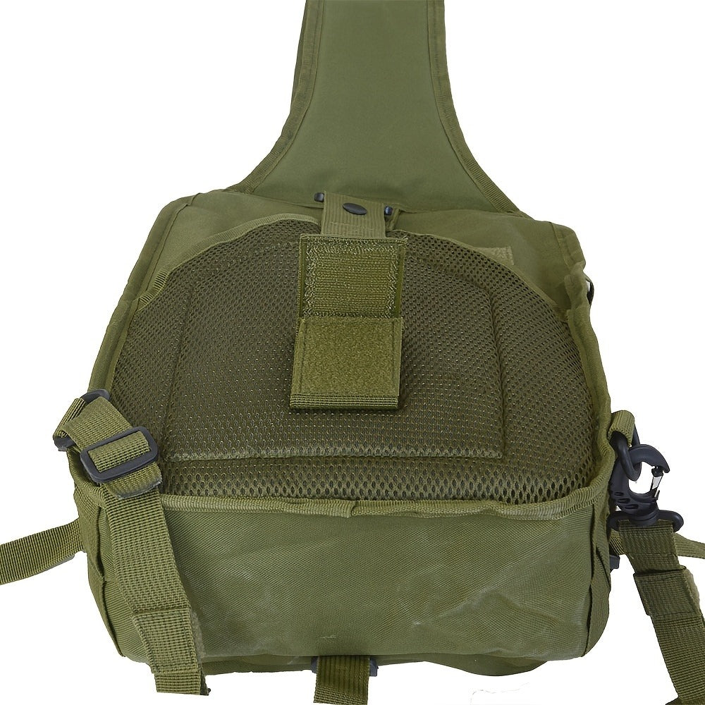 Multi-Pocket Tactical Chest Sling Bag with Adjustable Shoulder Strap in Black, Fern Green or Khaki
