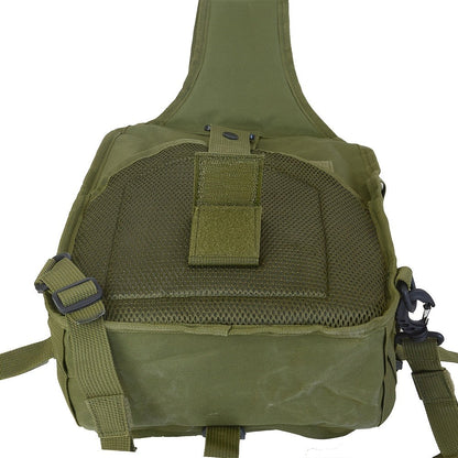 Multi-Pocket Tactical Chest Sling Bag with Adjustable Shoulder Strap in Black, Fern Green or Khaki