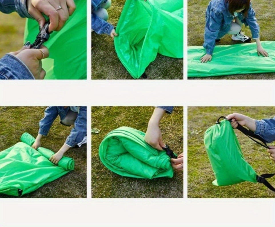 Two-Tone Inflatable Air Lounger with Storage Bag in Red, Blue or Purple with Black Base Options