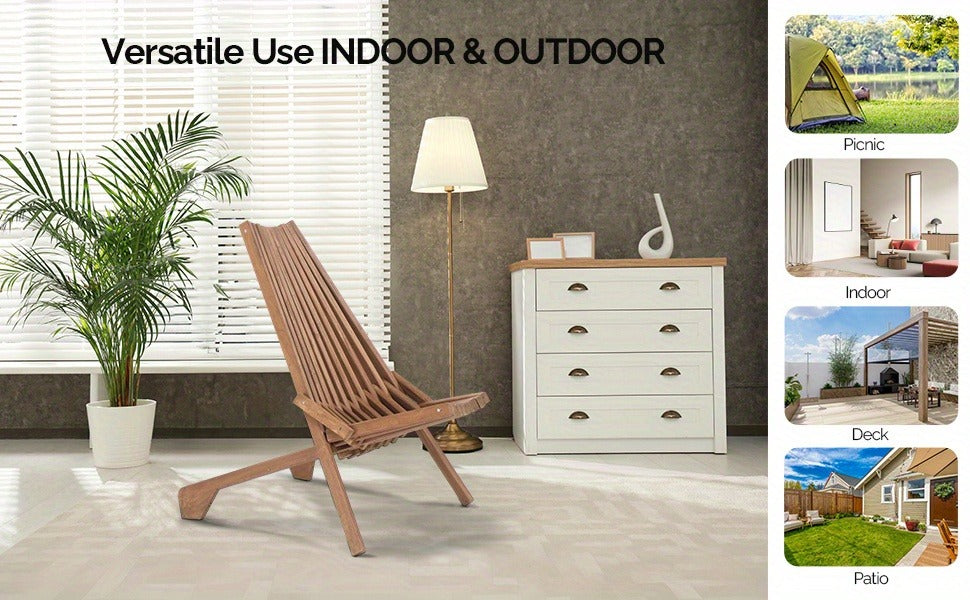 Wood Folding Outdoor Chairs Set of 1/2/4 for Camping, Travel and Outdoor Use, with the Listed Configuration