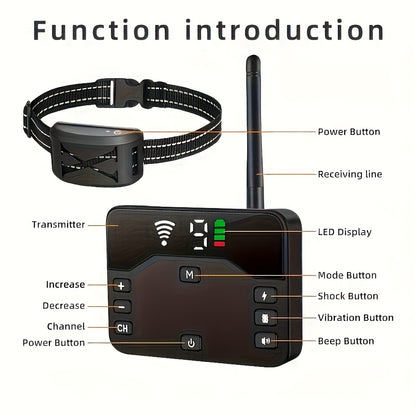 Wireless Dog Fence System with Remote Training Collar – 2.4GHz 800ft Range, 9-Level Adjustable, Containment System