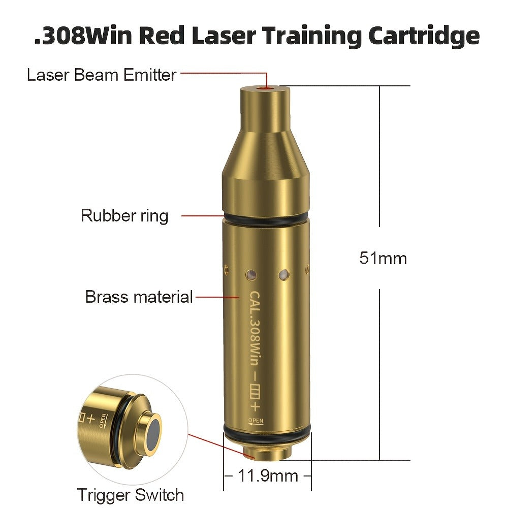Dry Fire Laser Training Cartridge Multi-Caliber – 9mm 45ACP 223Rem 380ACP 357Sig 308Win 12GA 40Cal 6.5mm 7.62x39 | H59 Brass | Class IIIA