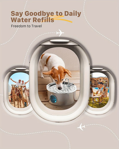 Stainless Steel Pet Water Fountain 1.85 Gal – Smart 304 SS Large Capacity Cat Dog Automatic Water Dispenser, Silent Pump, Filter Chip