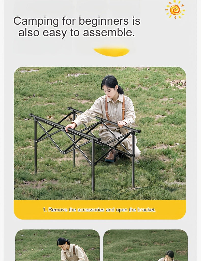 Foldable Roll-Up Camping Picnic Table with Carry Bag | Portable Outdoor Table for Camping Beach Backyard BBQ Parties Patios | Lightweight