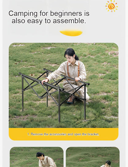 Foldable Roll-Up Camping Picnic Table with Carry Bag | Portable Outdoor Table for Camping Beach Backyard BBQ Parties Patios | Lightweight