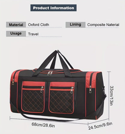 Gym Duffel Bag Large Capacity Travel Bag for Men Women Heavy Duty Polyester Multi Pocket Adjustable Shoulder Strap Zipper Closure