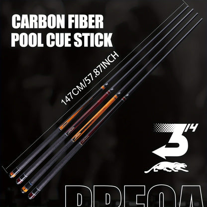 58-Inch Carbon Fiber Pool Cue with 12.5mm Tip, 3/8x8 Joint, Black Wrap and Four SP Graphic Designs