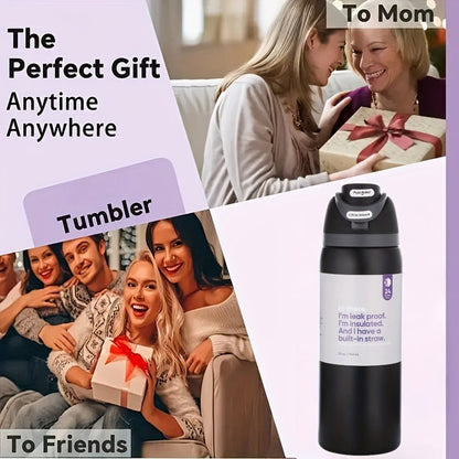 32oz Stainless Steel Water Bottle with Flip-Up Drinking Spout, Cleaning Brush and Five Solid Colors