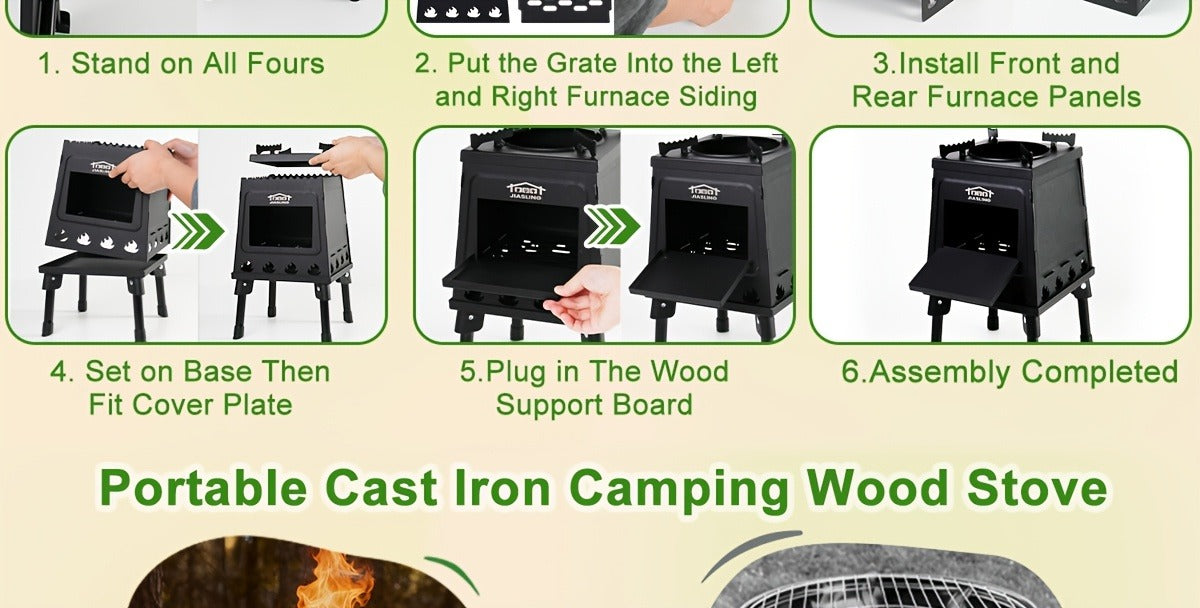 Camping Wood Stove Portable Wood Burning Stove – Outdoor BBQ Rocket Stove for Hiking Picnic Survival Cooking
