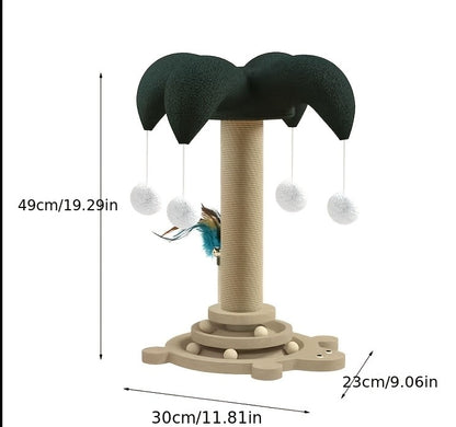 Cat Scratching Post Sisal Vertical Clown Hat Design, Wear-Resistant Cat Scratch Board with Cat Climbing Frame & Teaser Toy