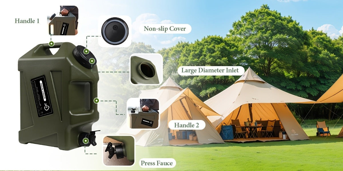 Water Storage Container with Spigot 2 Handles BPA Free PVC Collapsible Water Jug for Camping Outdoor RV Hiking Emergency Survival Portable