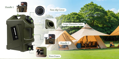 Water Storage Container with Spigot 2 Handles BPA Free PVC Collapsible Water Jug for Camping Outdoor RV Hiking Emergency Survival Portable