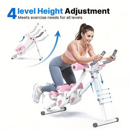 Ab Machine Adjustable Dual-Track Core Trainer with LCD Display – Foldable Ab Roller 440LB Capacity, 110° Curved Track & Knee Pad for Home