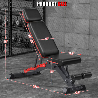 14-in-1 Adjustable Weight Bench Foldable – 770lb Capacity, Multi-Function Full Body Strength Training, Space-Saving Design