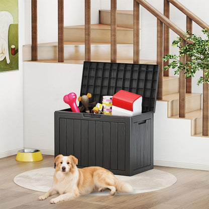 Outdoor Resin-Style Deck Box in 35- or 45-Gallon Sizes with Lockable Lid, Side Handles and Two Colors