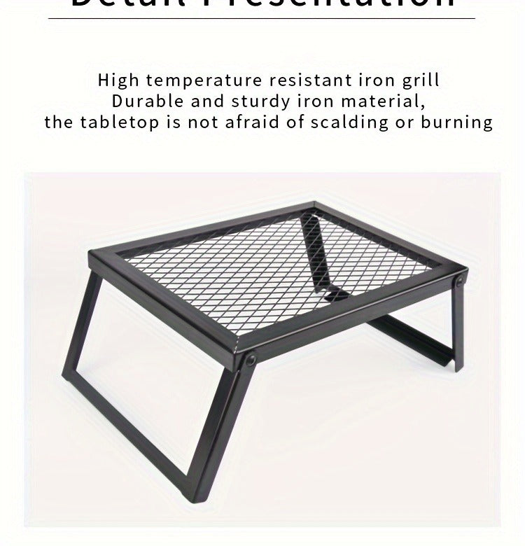 Portable Camping Bonfire Grill with Storage Bag – Heavy Duty Iron Barbecue Rack for Outdoor Picnic, RV Party & Firewood Heating