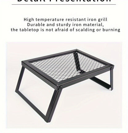 Portable Camping Bonfire Grill with Storage Bag – Heavy Duty Iron Barbecue Rack for Outdoor Picnic, RV Party & Firewood Heating