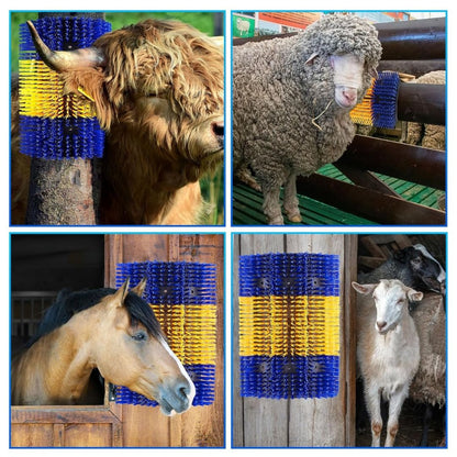 Livestock Grooming Brush Scratcher 8.7" – All-in-One Massage & Itch Relief Tool for Horse, Cow, Goat & Pig | Easy Install with 4 Screws