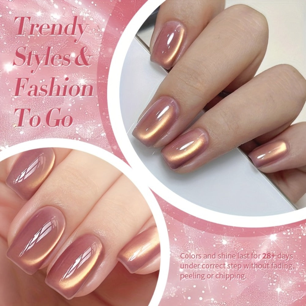 Gel Nail Polish BORN PRETTY MY45 Nude-Gold Magnetic Cat-Eye in 10ml with UV/LED Soak-Off Formula
