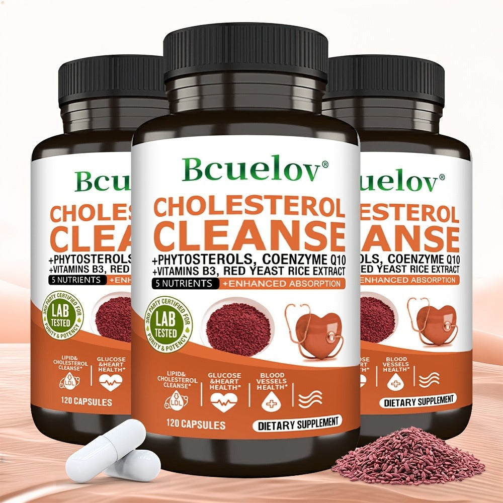 Herbal Supplement with Bcuelov Label, Phytosterols CoQ10 and Red Yeast Rice Capsules, 120 Count