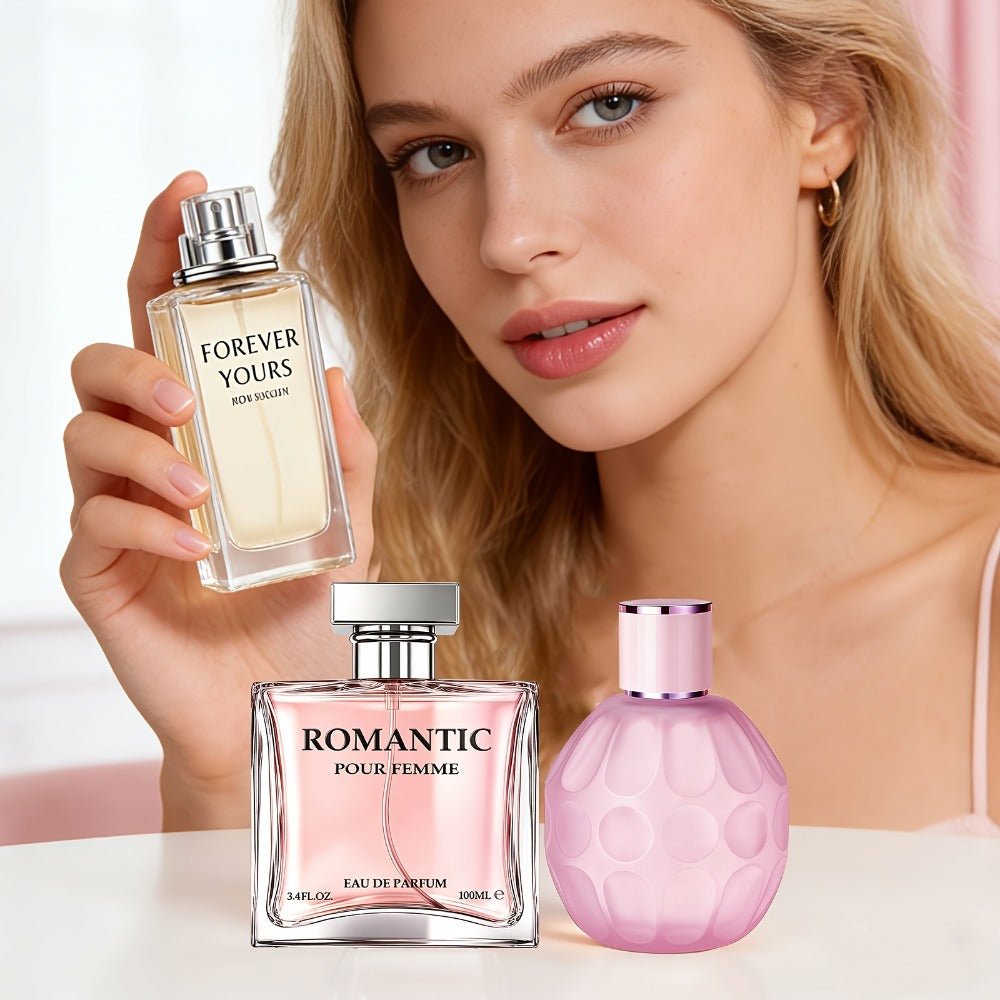 Women's Perfume Set 3-Pack Signature Fragrance Collection 10.1oz - Quince Lychee Musk, Pear Vanilla Sandalwood & Amber Berry Woods