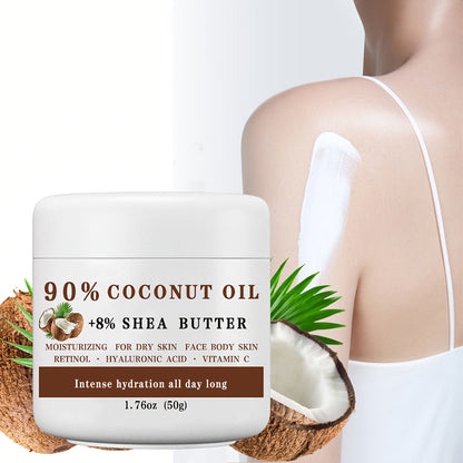 Coconut Oil & Shea Butter Moisturizing Cream 1.76 oz, 90% Coconut Oil, Retinol & Hyaluronic Acid