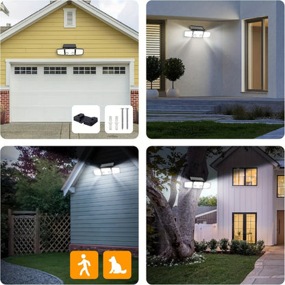 Solar Motion Sensor Light Outdoor, 3000LM 7000K 152 LED Flood Light with Dual Sensor, 270° Wide Angle & 3 Modes for Garden