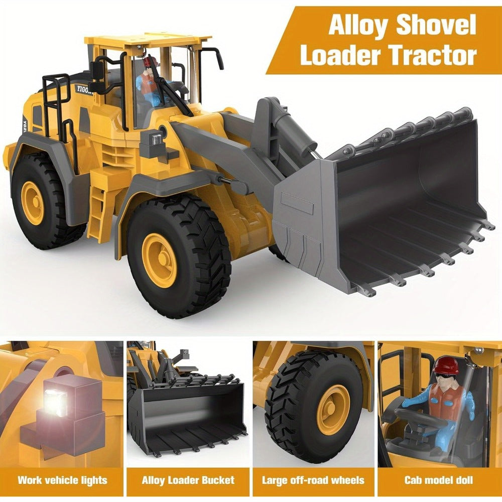 RC Wheel Loader Toy 1:20 Scale 2.4GHz 9-Channel Remote Control Construction Truck with Realistic Lights & Sounds