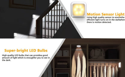 Two-Piece Square Battery Night Light Set with Motion Sensors in Cool or Warm Light Options